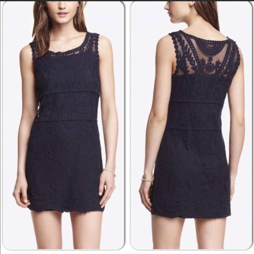 Express Baroque Navy Blue Lace Tank Dress